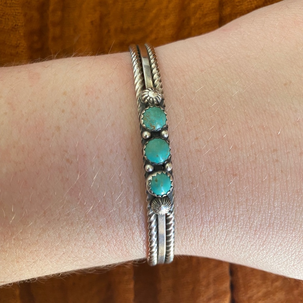 Genuine turquoise sterling silver bracelet
